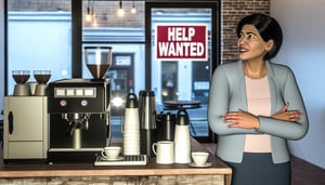 AI Generated image: Small business owner needing employees for coffee shop